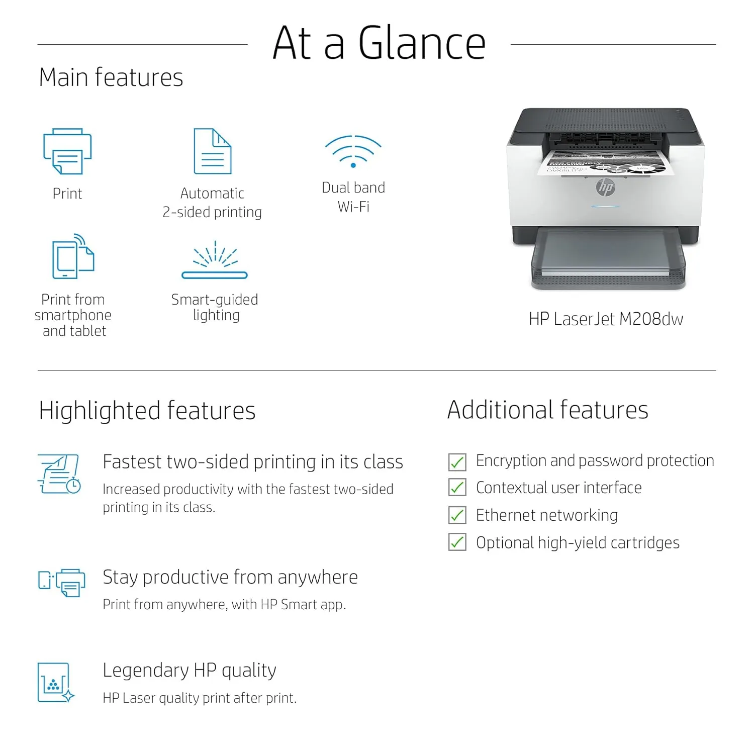 HP Laser Printer M208DW A4 Single Function with Duplex | WiFi view 4